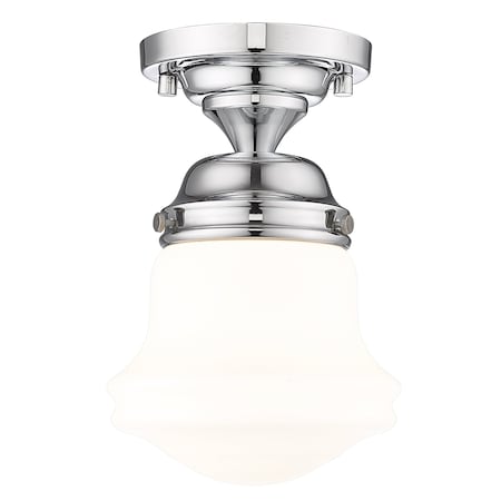 Z-Lite Vaughn Flush Mount, 1-Light, 6 In.W x 9 In.H, Chrome /Matte Opal 735F1-CH